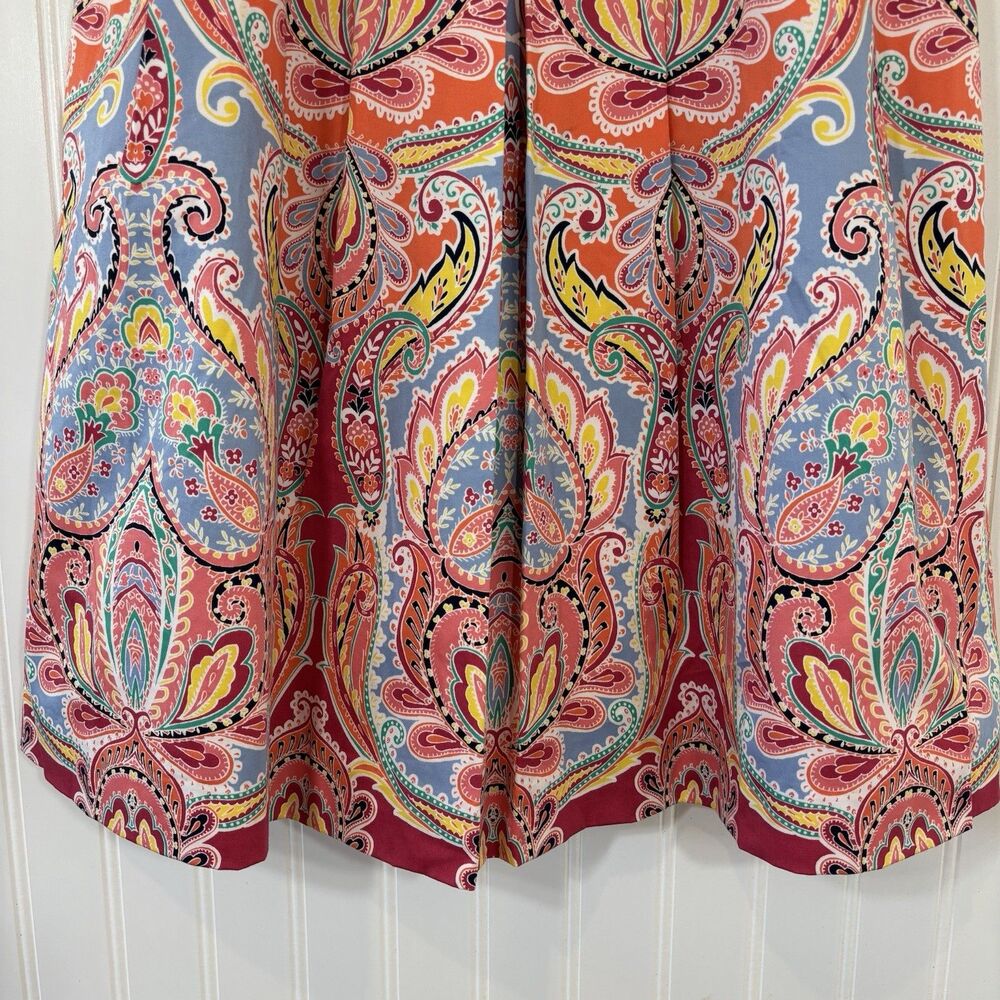 Boho Paisley Women Dress Size 2P Resort Vacation Artsy Preppy Retro Mod Colorful - Picture 5 of 16